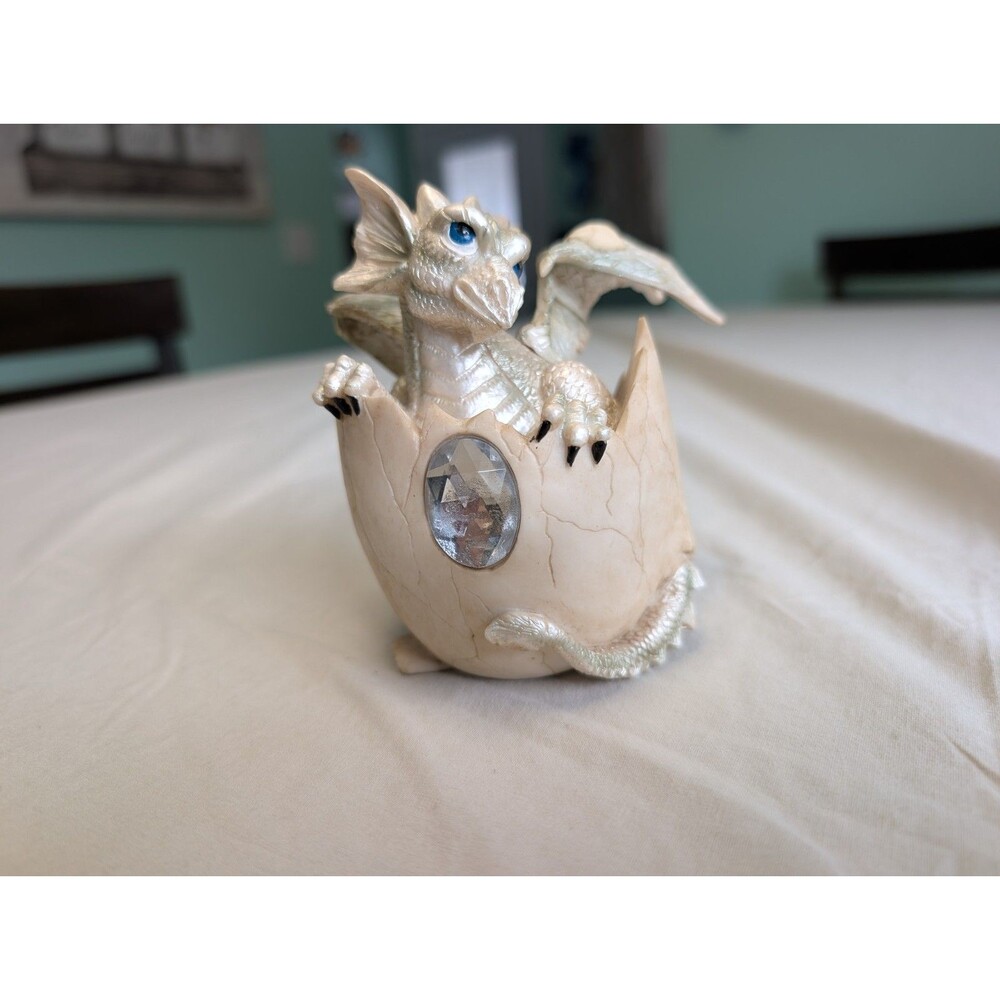 April Birthstone Dragon Egg Statue Diamond Gem Birthday Dragon Hatchling W/ Box